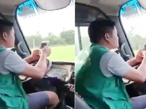 Xử phạt tài xế xe buýt vừa lái xe, vừa lướt điện thoại 700.000 đồng