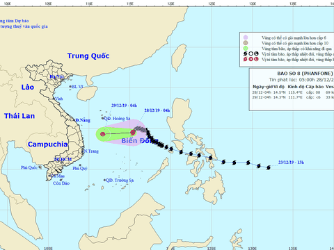 Bão Phanfone suy yếu dần thành áp thấp nhiệt đới