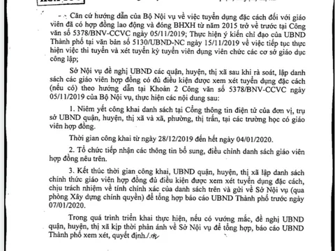 Hà Nội công bố danh sách giáo viên hợp đồng được xét đặc cách