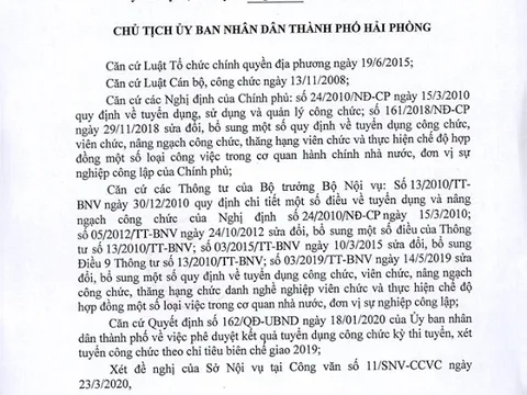 Hải Phòng hủy bỏ kết quả trúng tuyển công chức với 4 trường hợp