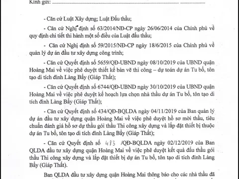 Hà Nội: Công ty Hoàng Long liên tiếp trúng thầu sát giá tại quận Hoàng Mai