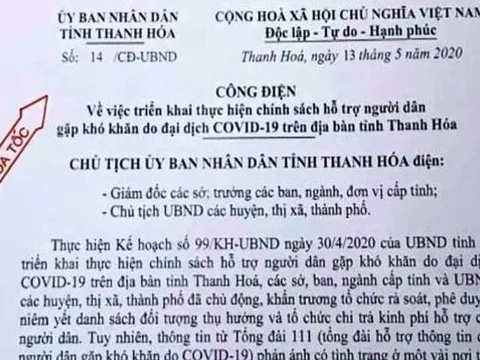 Thanh Hóa yêu cầu tuyệt đối không được vận động người dân từ chối nhận hỗ trợ khó khăn do Covid-19