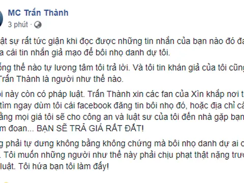 Trấn Thành phản ứng gay gắt trước tin bị tố cùng hội bạn sử dụng chất cấm