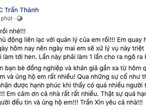 Tìm được kẻ tung tin đồn nhảm, Trấn Thành nói sẽ 'xử lý triệt để'