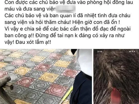 Hà Nội: Bé trai nhập viện vì bị chổi lau nhà từ tầng cao rơi trúng đầu