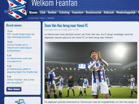 Lý do khiến Đoàn Văn Hậu chia tay SC Heerenveen