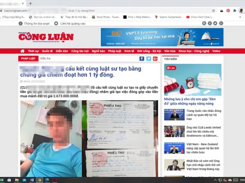 Phát hiện trang giả mạo báo điện tử của báo Nhà báo và Công luận