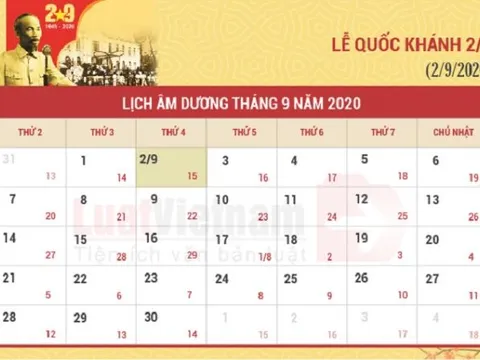 Lịch nghỉ chính thức ngày Quốc khánh 2/9 năm 2020