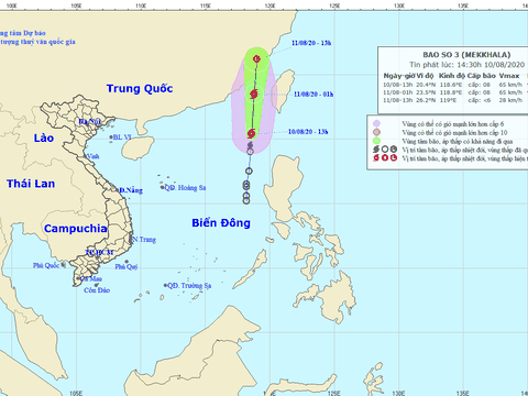 Bão số 3 giật cấp 10 vừa hình thành trên biển Đông, mỗi giờ đi được 20-25km