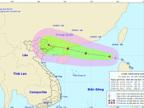 Áp thấp nhiệt đới mạnh lên thành bão, mỗi giờ đi được khoảng 20km