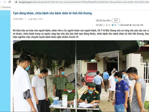 TP. Bắc Giang: Sở Y tế ra văn bản trái luật, tạm dừng tiếp nhận bệnh nhân tỉnh Hải Dương đến khám, chữa bệnh