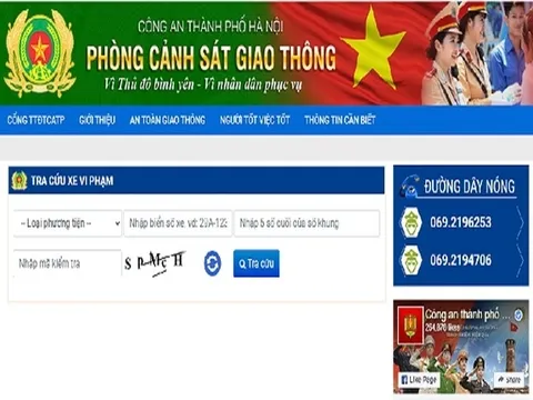 Hướng dẫn tra cứu xe bị phạt nguội trên cổng thông tin của phòng CSGT Hà Nội