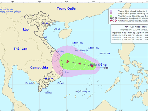 Xuất hiện áp thấp nhiệt đới trên biển Đông
