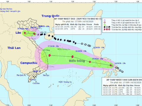 Bão số 7 đã suy yếu thành áp thấp nhiệt đới