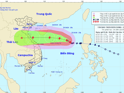 Bão số 8 giật cấp 14 đang tiến vào các tỉnh miền Trung