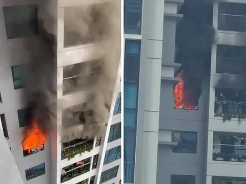 Cháy căn hộ tầng 29 chung cư Goldmark City, hàng trăm người bỏ chạy