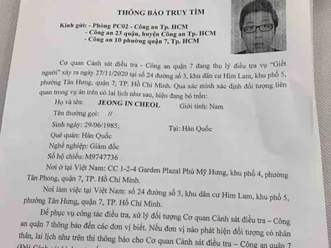 Truy tìm nghi phạm người Hàn Quốc trong vụ thi thể giấu trong vali ở TP.HCM