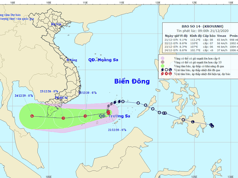 Bão số 14 cách Huyền Trân khoảng 270km, gió giật cấp 10