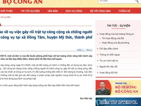 Bộ Công an chính thức thông tin về vụ việc gây rối trật tự công cộng và chống người thi hành công vụ tại Đồng Tâm