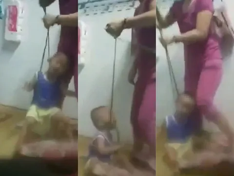 Tạm giữ hình sự người phụ nữ buộc dây vào cổ, bạo hành dã man con ruột