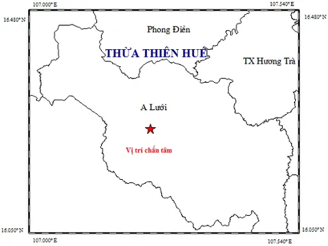 Thừa Thiên-Huế: Xảy ra động đất có độ lớn 2,4