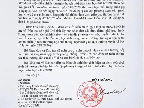 Bộ GD-ĐT đề nghị kéo dài thời gian nghỉ học cho học sinh