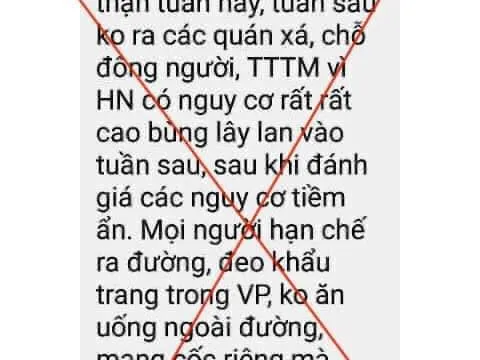 Bộ Y tế lên tiếng về tin nhắn khuyến cáo 'Nguy cơ cao lây lan bùng phát dịch Covid-19 tại Hà Nội trong tuần tới'
