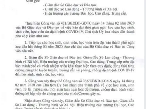 Điều tra kẻ giả mạo công văn cho HSSV nghỉ học hết tháng 3 ở Cần Thơ