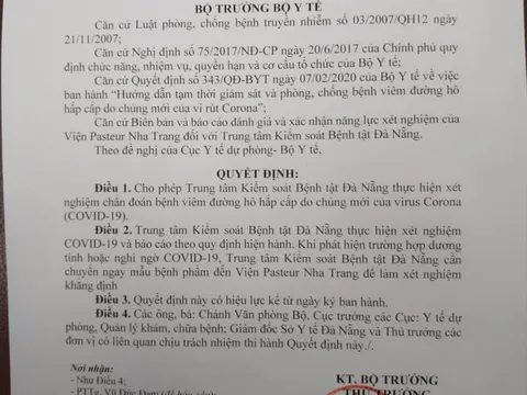 TP. Đà Nẵng chính thức được bộ Y tế cho phép chẩn đoán virus Covid-19
