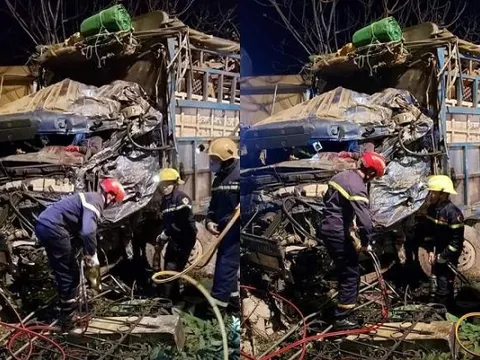 Nam Định: Hai xe tải tông trực diện, tài xế mắc kẹt trong cabin