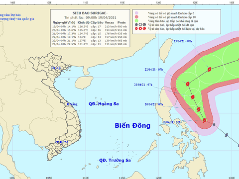 Từ mai (20/4), siêu bão Surigae sẽ suy yếu dần