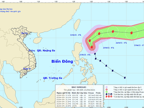 Bão Surigae ít có khả năng đi vào Biển Đông
