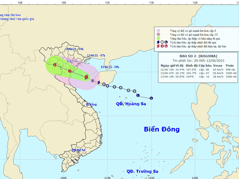 Bão số 2 cách đất liền từ Hải Phòng đến Nghệ An 210km, gió giật cấp 10