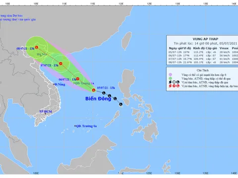 Áp thấp trên biển Đông có khả năng mạnh lên thành áp thấp nhiệt đới