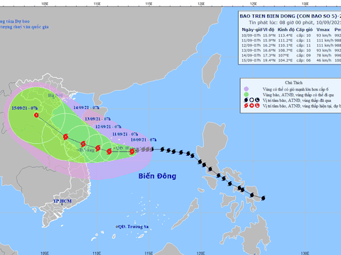 Bão số 5 cách quần đảo Hoàng Sa 170km, gió giật cấp 12
