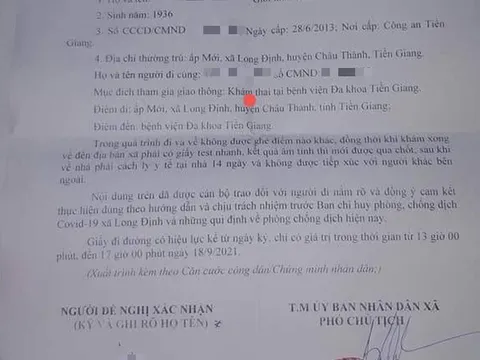 Cấp giấy đi đường với lý do tới bệnh viện 'khám thai' cho cụ ông 85 tuổi