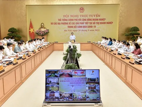 Thủ tướng chủ trì Hội nghị trực tuyến về các giải pháp tiếp tục hỗ trợ doanh nghiệp