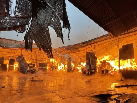 Hà Nội: Cháy xưởng gỗ dán ở huyện Gia Lâm