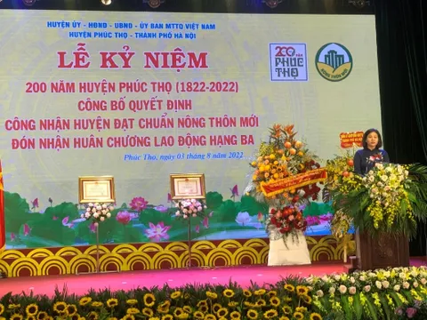 Huyện Phúc Thọ (Hà Nội): Đạt chuẩn nông thôn mới, đón nhận Huân chương Lao động Hạng Ba