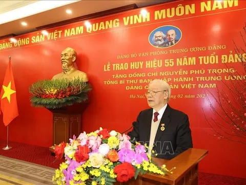 Phát biểu của Tổng Bí thư Nguyễn Phú Trọng tại Lễ nhận Huy hiệu 55 năm tuổi Đảng