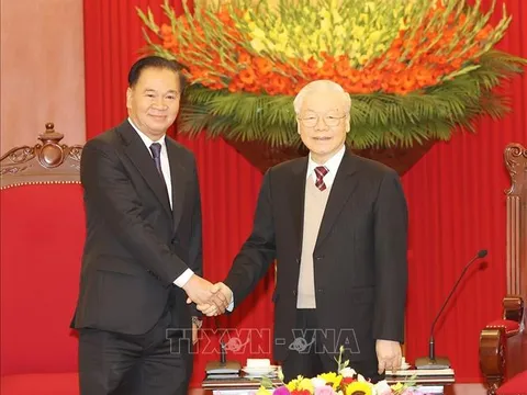 Tổng Bí thư tiếp Đoàn đại biểu cấp cao Văn phòng Trung ương Đảng Nhân dân Cách mạng Lào