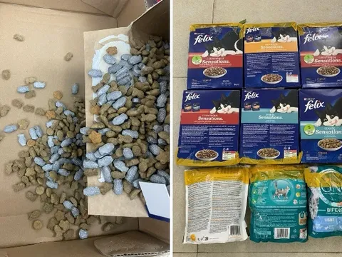 Triệt phá đường dây vận chuyển ma túy, giấu trong thức ăn chó, mèo từ nước ngoài về Việt Nam