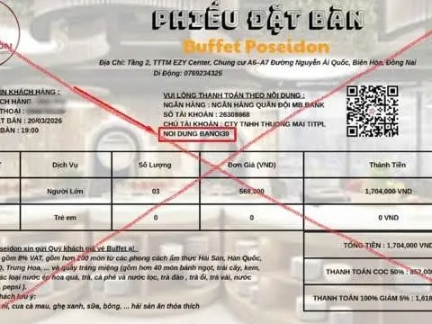 Cẩn thận mất tiền khi đặt bàn ăn qua fanpage giả mạo nhà hàng